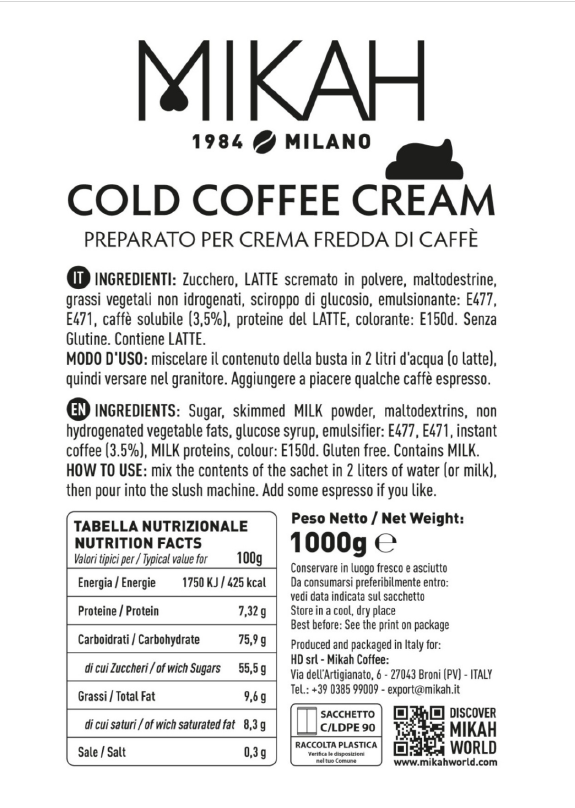 
                  
                    Mikah Cold Coffee Cream - Preparato per crema fredda di caffè - Sacchetto da 1 kg
                  
                