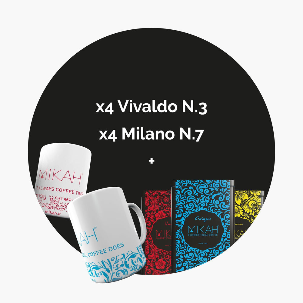 Collection Tasting Kit: 8x 250g coffee bags + 3 Collectible Tins + 2 Free Mugs