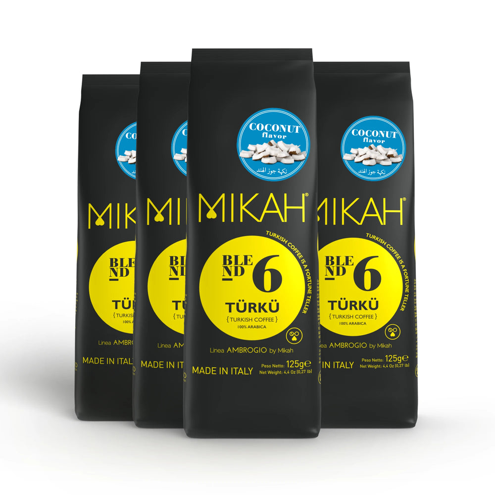 
                  
                    TÜRKÜ N.6 | Coconut - Caffè Turco aromatizzato al Cocco (4x 125gr)
                  
                