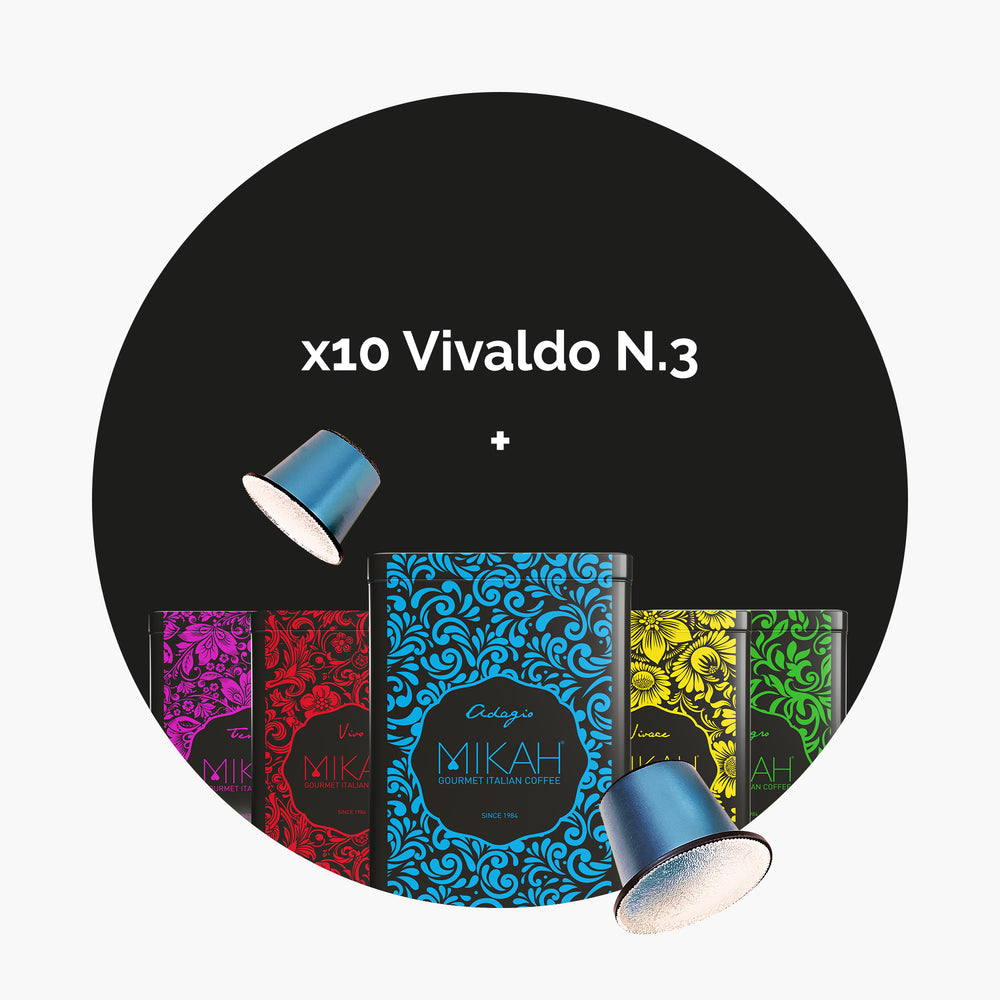 
                  
                    Tempo Kit - 100 Capsules for Nespresso® system Vivaldo N.3 Espresso Forte and Free Capsule Holder
                  
                